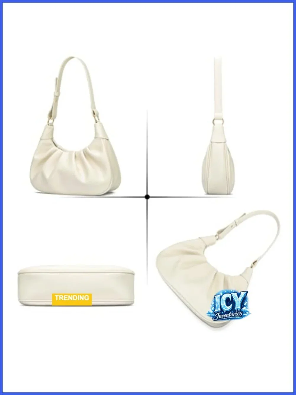 Women's Ruched Hobo Bag Faux Leather Underarm Purse with Gold Hardware